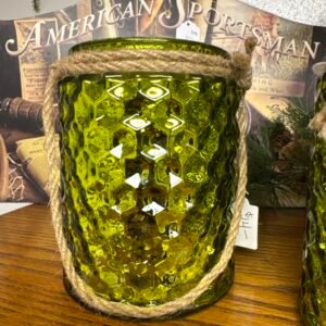 Green lantern look candle holder