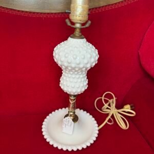 Vintage milk glass hobnail boudoir lamp