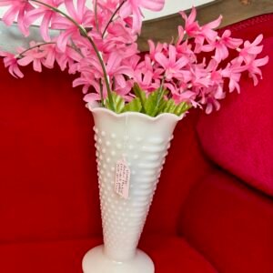 Vintage Dot Dash milk glass vase