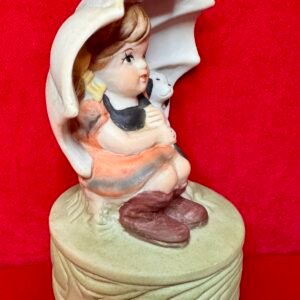 Vintage music box Girl with Puppy